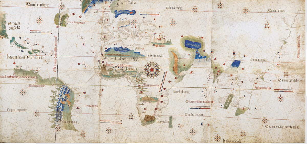 Карта Кантино, показывающая Тордесильскую линию